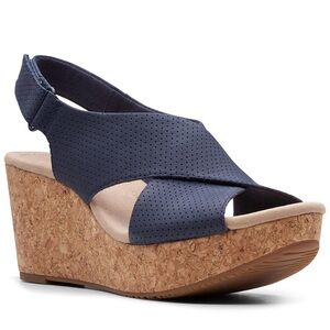 Clarks Women's Annadel Parker Wedge Sandals in Navy Suede
Size 7.5